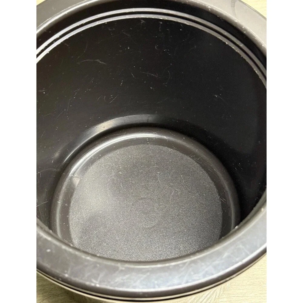 Vintage Tupperware Ice Bucket #1683-2 w/ Lid Insulated Black Push Button Brown